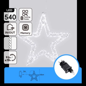 Aigostar - LED Zewnętrzna świąteczna dekoracja 540xLED/6W/230V 43 cm IP44 zimna biała płatka śniegu
