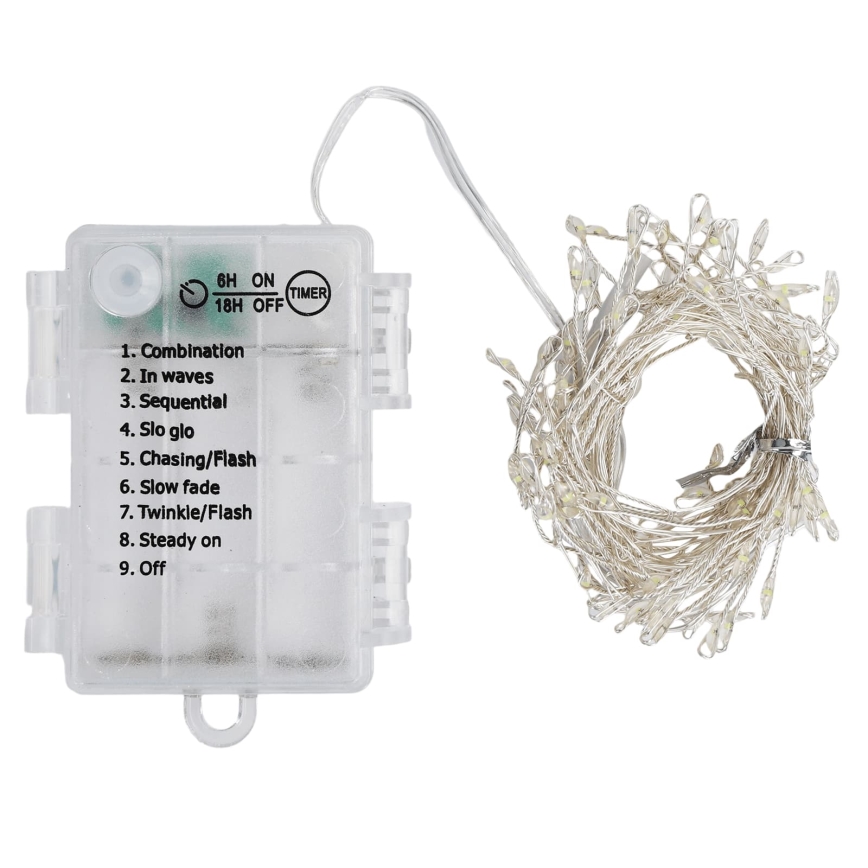 Aigostar - LED zewnętrzny łańcuch świąteczny 100xLED/8 funkcji 3xAA 3,3m IP44 zimna biel