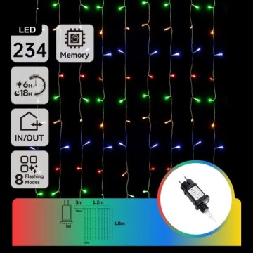 Aigostar - LED Zewnętrzne lampki świąteczne 234xLED/8 funkcji 1,2x1,8 m IP44 wielokolorowe