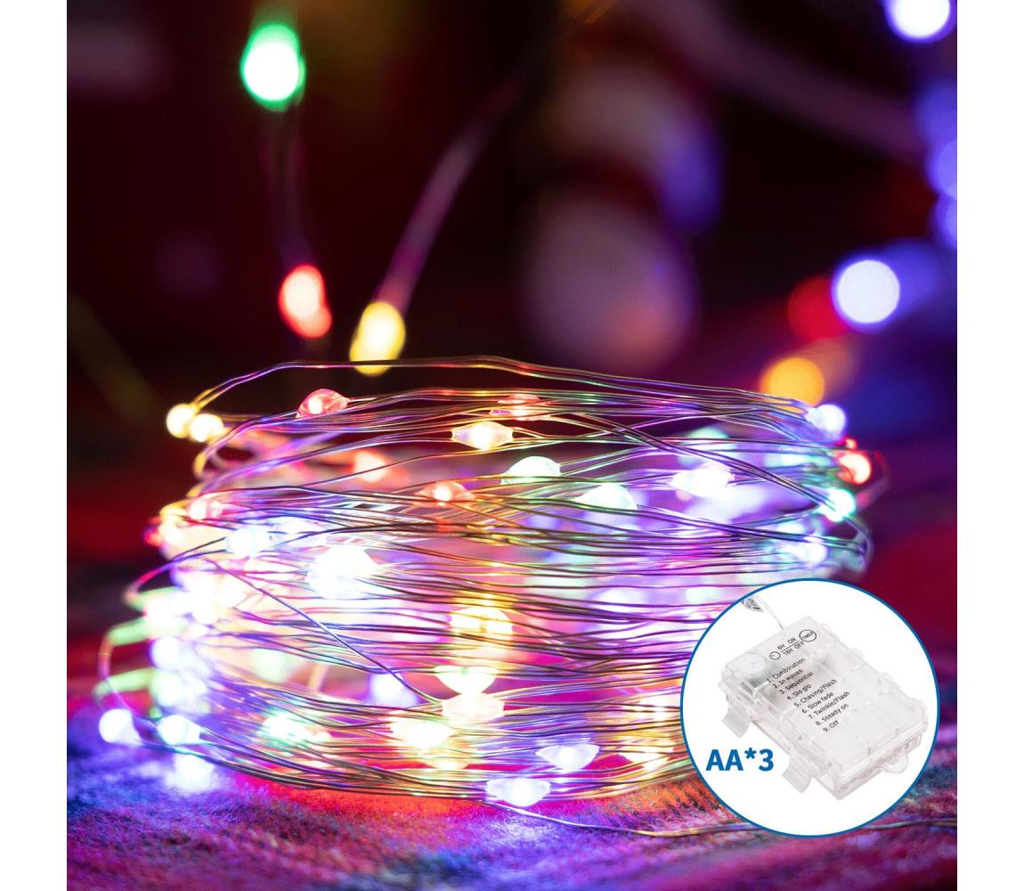 - LED Zewnętrzny łańcuch bożonarodzeniowy 100xLED/8 funkcji 10,3m IP44 wielobarwny