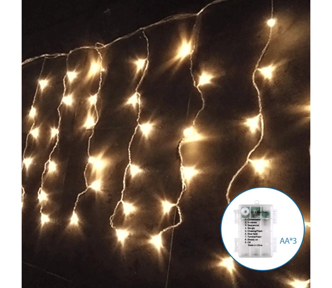-LED Zewnętrzny łańcuch bożonarodzeniowy 100xLED/8 funkcji 3xAA 8x0,4m IP44 ciepła biel