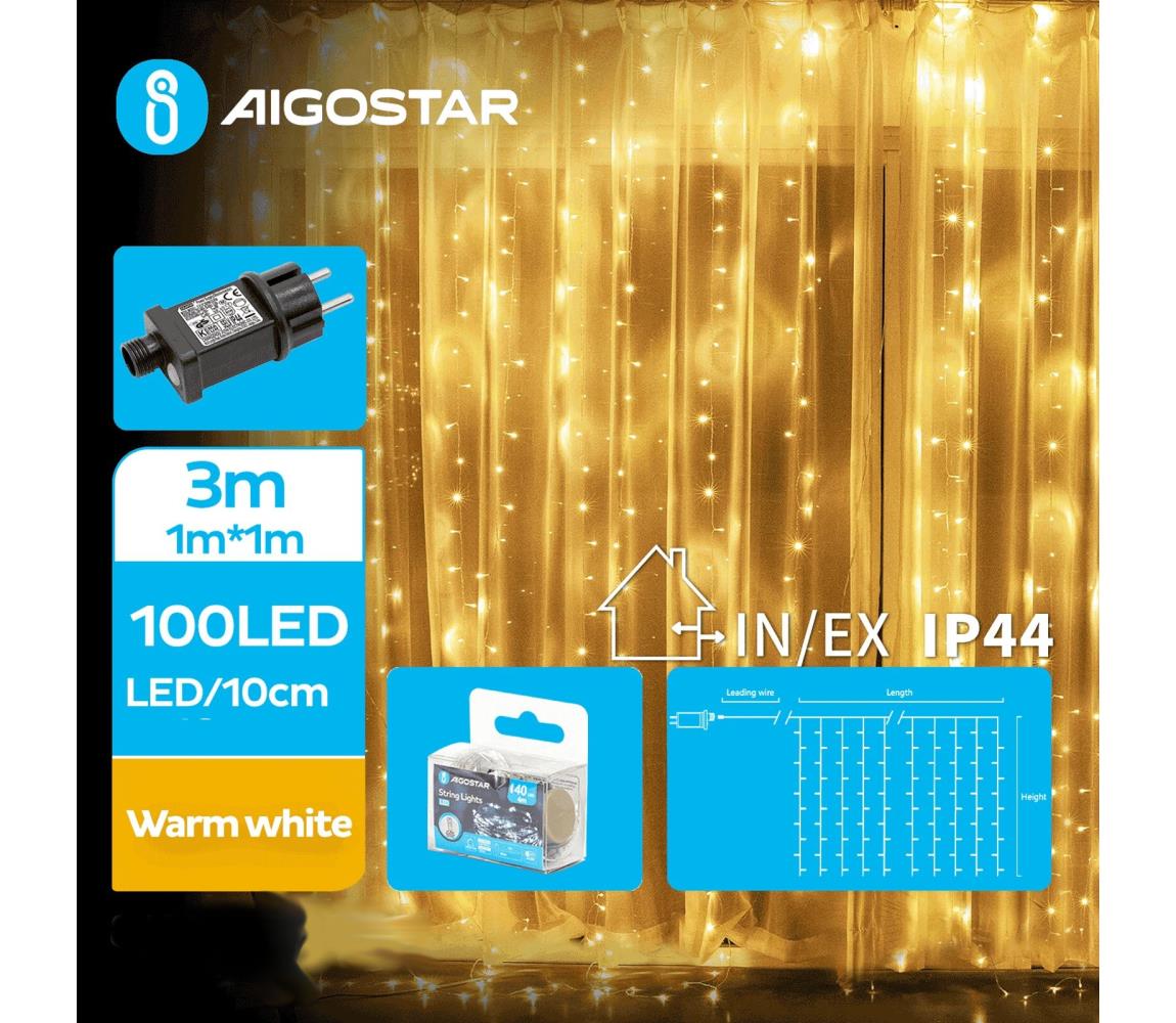 - LED Zewnętrzny łańcuch bożonarodzeniowy 100xLED/8 funkcji 4x1m IP44 ciepła biel