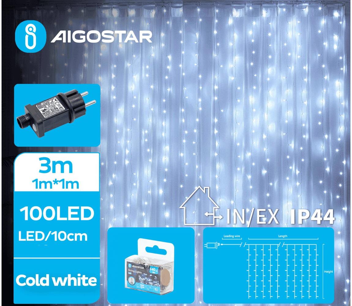 - LED Zewnętrzny łańcuch bożonarodzeniowy 100xLED/8 funkcji 4x1m IP44 zimna biel