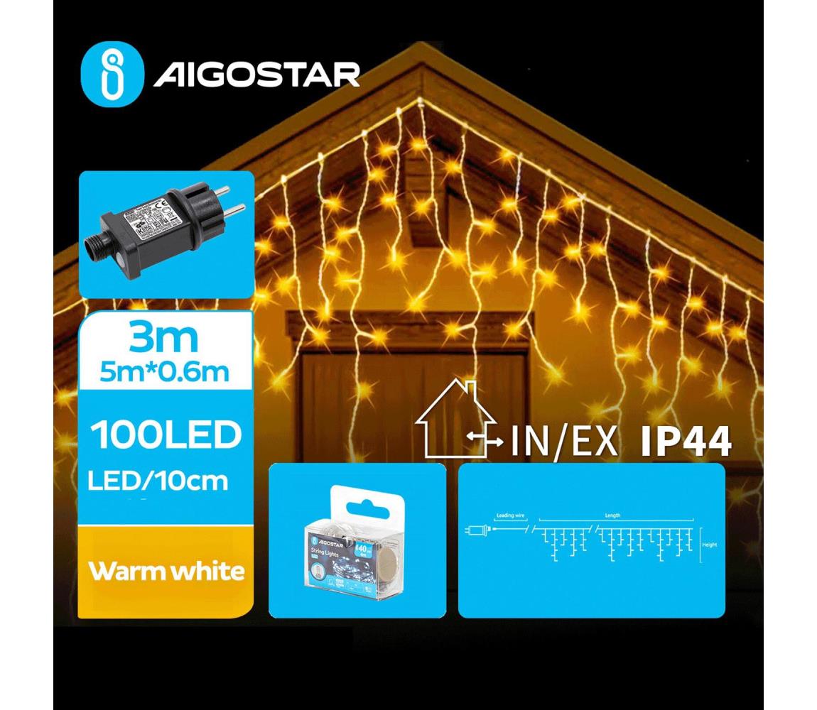 - LED Zewnętrzny łańcuch bożonarodzeniowy 100xLED/8 funkcji 8x0,6m IP44 ciepła biel