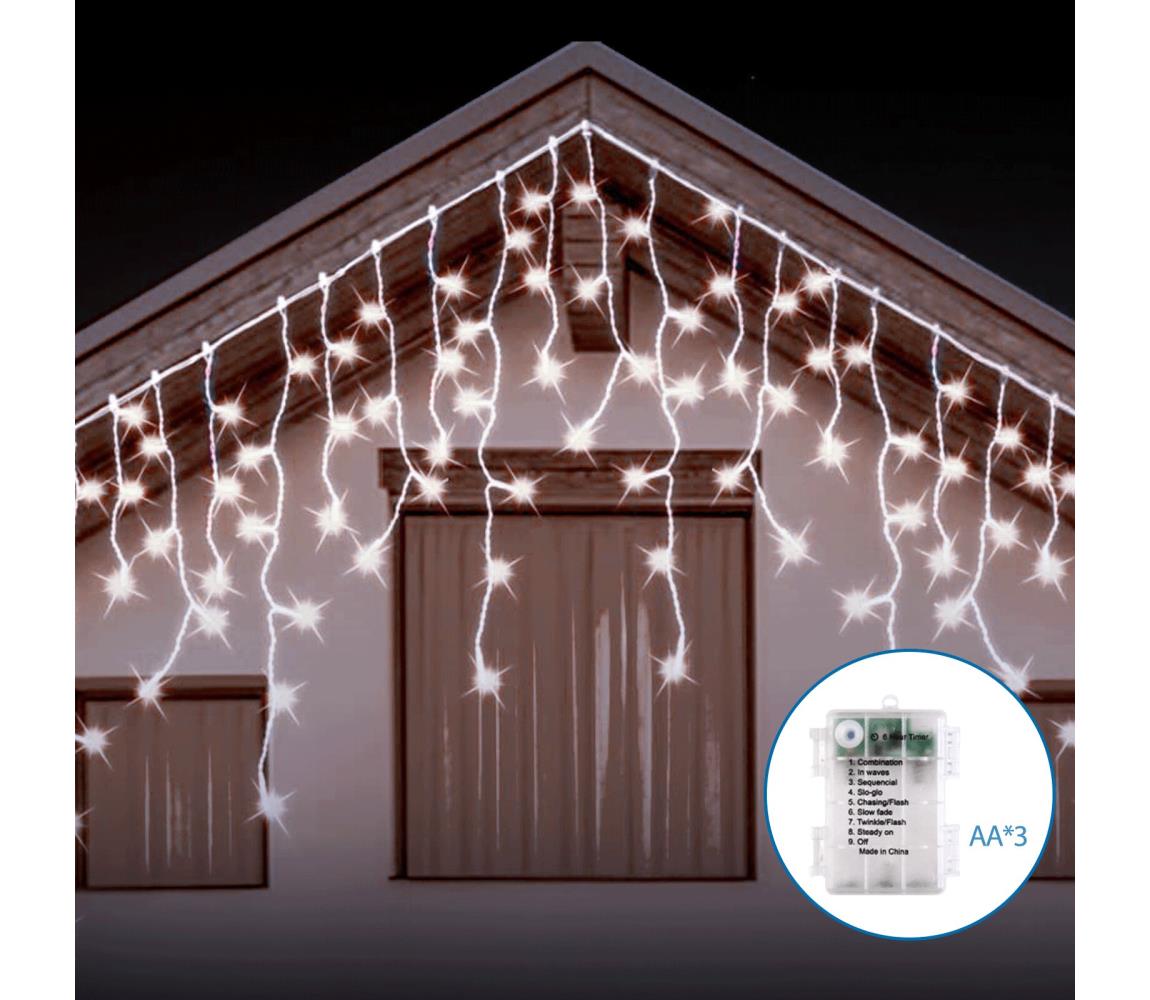 - LED Zewnętrzny łańcuch bożonarodzeniowy 100xLED/8 funkcji 8x0,6m IP44 zimna biel