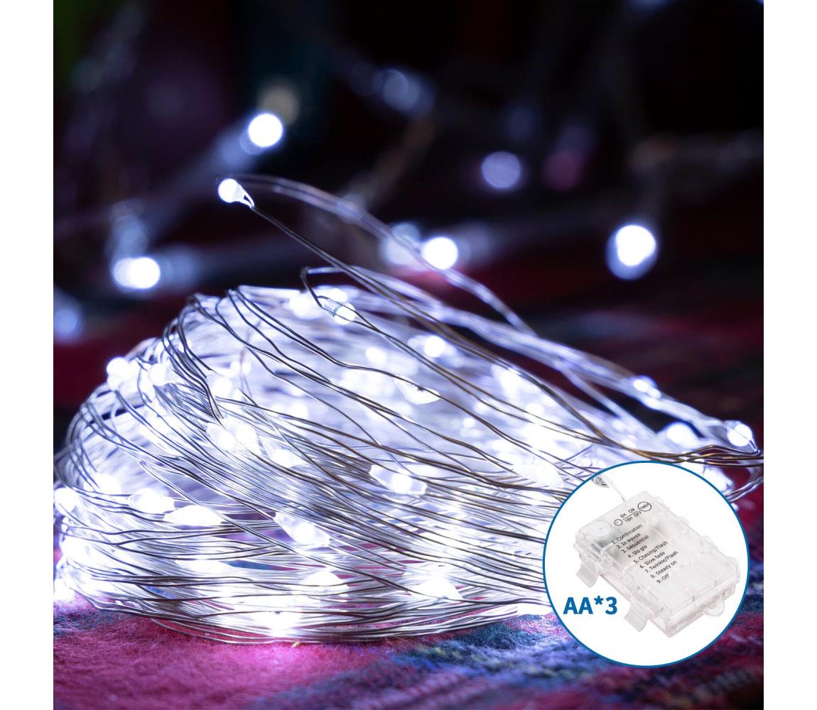 - LED Zewnętrzny łańcuch bożonarodzeniowy 150xLED/8 funkcji 15,3m IP44 zimna biel