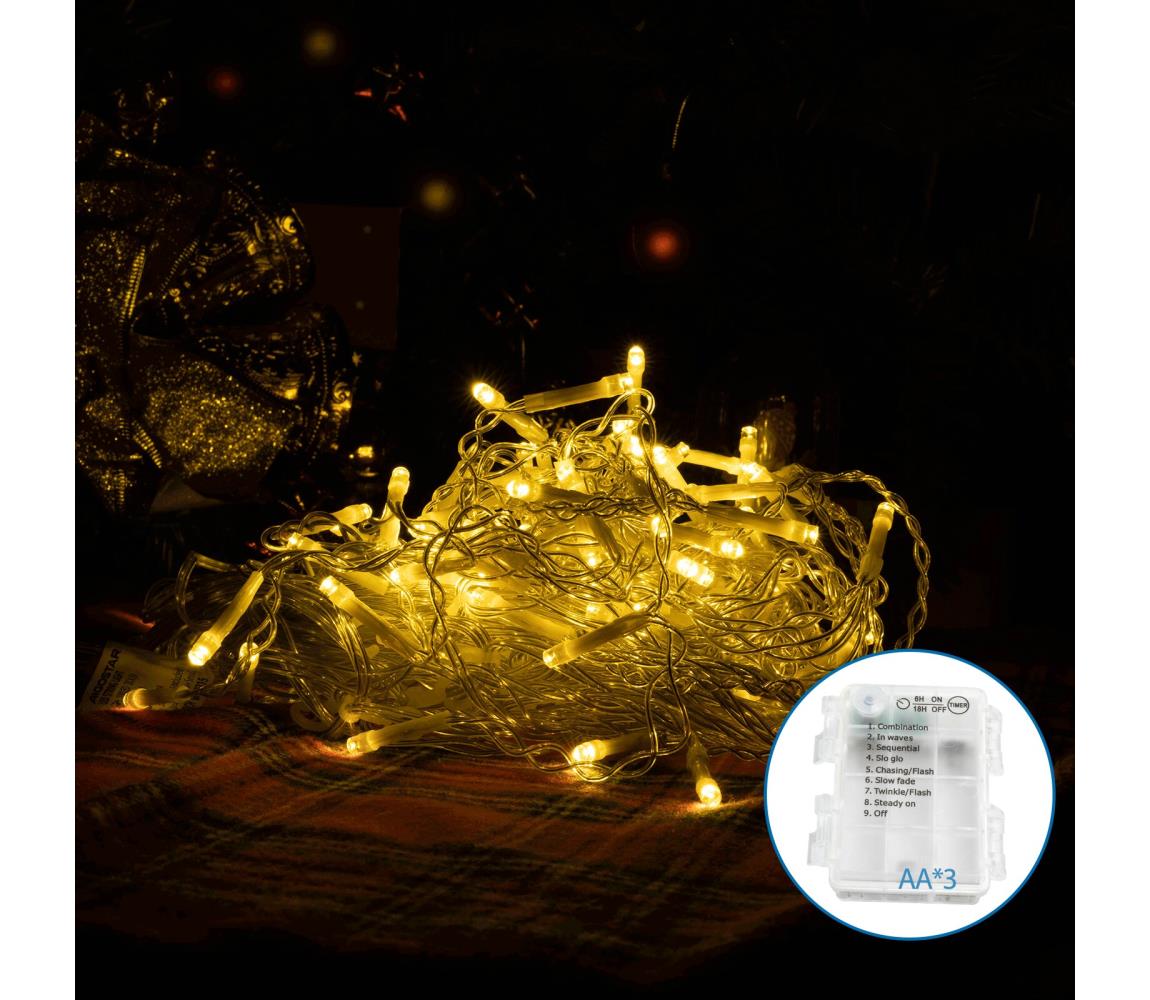 -LED Zewnętrzny łańcuch bożonarodzeniowy 200xLED/8 funkcji 3xAA 6x1,5m IP44 ciepła biel