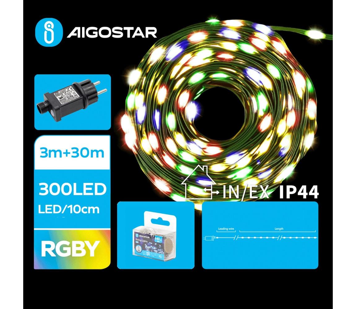 - LED Zewnętrzny łańcuch bożonarodzeniowy 300xLED/8 funkcji 33m IP44 wielobarwny