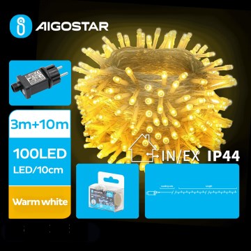 Aigostar - LED Zewnętrzny łańcuch bożonarodzeniowy 100xLED/8 funkcji 13m IP44 ciepła biel