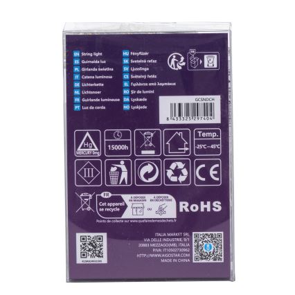 Aigostar -LED Zewnętrzny łańcuch bożonarodzeniowy 100xLED/8 funkcji 3xAA 10,3m IP44 ciepła biel