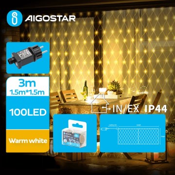 Aigostar - LED Zewnętrzny łańcuch bożonarodzeniowy  100xLED/8 funkcji 4,5x1,5m IP44 ciepła biel