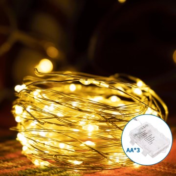 Aigostar -LED Zewnętrzny łańcuch bożonarodzeniowy 150xLED/8 funkcji 3xAA 15,3m IP44 ciepła biel