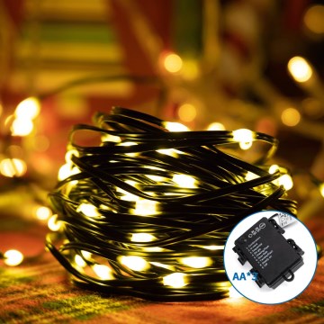 Aigostar -LED Zewnętrzny łańcuch bożonarodzeniowy 150xLED/8 funkcji 3xAA 15,3m IP44 ciepła biel