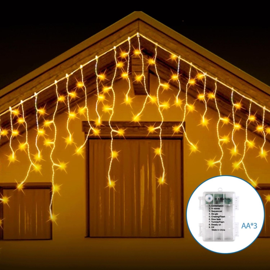 Aigostar - LED Zewnętrzny łańcuch bożonarodzeniowy 200xLED/8 funkcji 13x0,6m IP44 ciepła biel