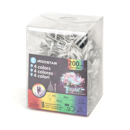 Aigostar - LED Zewnętrzny łańcuch bożonarodzeniowy 200xLED/8 funkcji 23m IP44 wielobarwny