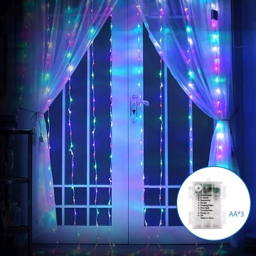 Aigostar - LED Zewnętrzny łańcuch bożonarodzeniowy 200xLED/8 funkcji 3xAA 5x2m IP44 wielobarwny
