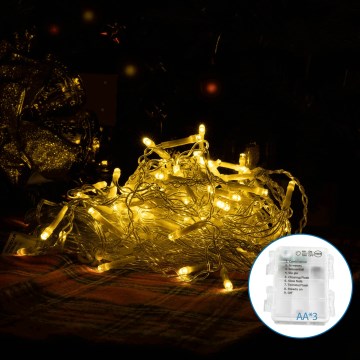 Aigostar-LED Zewnętrzny łańcuch bożonarodzeniowy 200xLED/8 funkcji 3xAA 6x1,5m IP44 ciepła biel