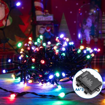 Aigostar -LED Zewnętrzny łańcuch bożonarodzeniowy 300xLED/8 funkcji 3xAA 15,3m IP44 wielobarwny