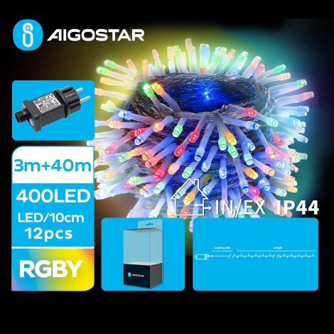 Aigostar - LED Zewnętrzny łańcuch bożonarodzeniowy 400xLED/8 funkcji 43m IP44 wielobarwny