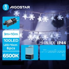 Aigostar - LED Zewnętrzny łańcuch świąteczny 100xLED/8 funkcje 13m IP44 zimny biały