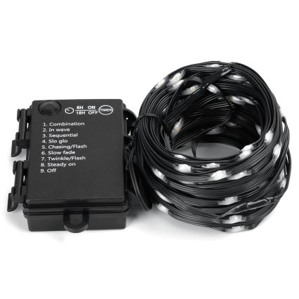 Aigostar - LED Zewnętrzny łańcuch świąteczny 100xLED/8 funkcji/3xAA 10,3m IP44 zimna biel