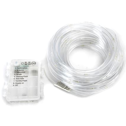Aigostar - Zewnętrzny łańcuch świąteczny LED 100xLED/8 funkcji 3xAA 10,3m IP44 zimne białe światło