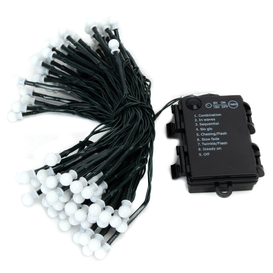 Aigostar - LED zewnętrzne lampki świąteczne 100 diod LED/8 funkcji 3xAA 10,3m IP44 ciepła biel