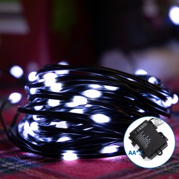 Aigostar - LED Zewnętrzny łańcuch świąteczny 100xLED/8 funkcji/3xAA 10,3m IP44 zimna biel