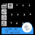 Aigostar - LED zewnętrzny łańcuch świąteczny 100xLED/8 funkcji 3xAA 10 m IP44 zimna biel