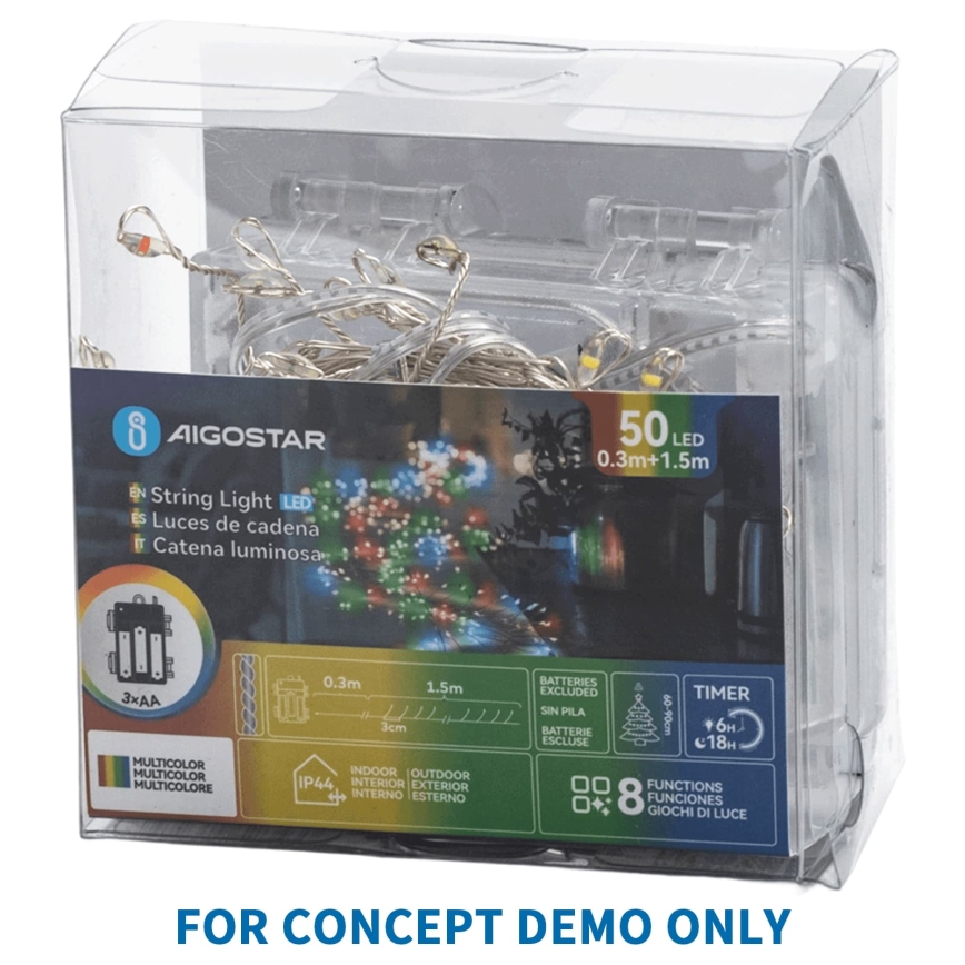 Aigostar - LED Zewnętrzny łańcuch świąteczny 100xLED/8 funkcji 3xAA 3,3m IP44 ciepła biała