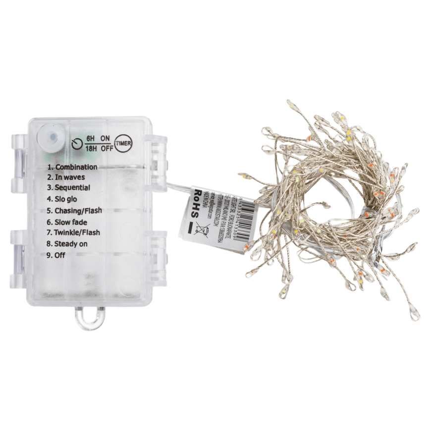 Aigostar - LED zewnętrzny łańcuch świąteczny 100xLED/8 funkcji 3xAA 3,3m IP44 wielokolorowy