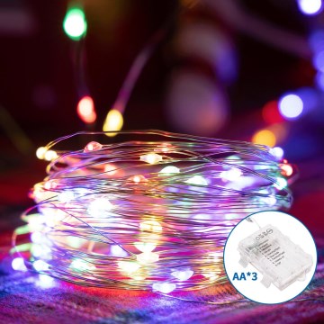 Aigostar - LED Zewnętrzny łańcuch świąteczny 100xLED/8 funkcji/3xAA10,3m IP44 wielobarwny