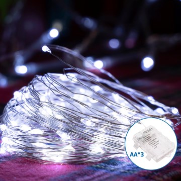 Aigostar - LED Zewnętrzny łańcuch świąteczny 150xLED/8 funkcji/3xAA 15,3m IP44 zimna biel