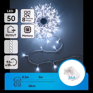 Aigostar - LED zewnętrzny łańcuch świąteczny 150xLED/8 funkcji 3xAA 5,3m IP44 niebieski