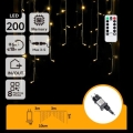 Aigostar - LED zewnętrzny łańcuch świąteczny, 200 diod LED, 6 W, 230 V, 8 funkcji, 3×1 m, IP44, ciepłe białe światło + pilot zdalnego sterowania