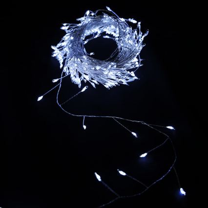 Aigostar - Zewnętrzny świąteczny łańcuch LED 200xLED/8 funkcji 3xAA 6,3m IP44 zimne białe światło