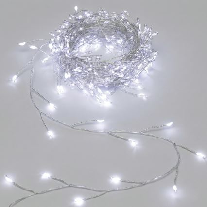 Aigostar - Zewnętrzny świąteczny łańcuch LED 200xLED/8 funkcji 3xAA 6,3m IP44 zimne białe światło