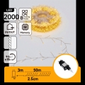 Aigostar - LED zewnętrzny łańcuch świąteczny, 2000 diod LED / 8 funkcji, 53 m, IP44, ciepłe białe