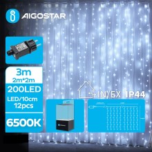 Aigostar - LED Zewnętrzny łańcuch świąteczny 200xLED/8 funkcje 5x2m IP44 zimny biały