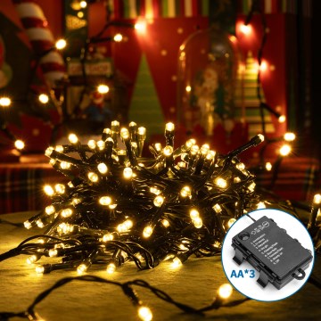 Aigostar - LED Zewnętrzny łańcuch świąteczny 200xLED/8 funkcji 3xAA 10,3m IP44 ciepła biel