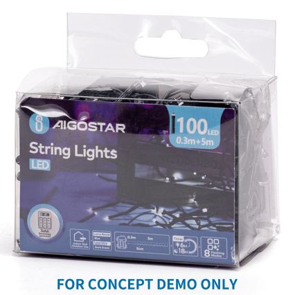Aigostar - LED Zewnętrzny łańcuch świąteczny 200xLED/8 funkcji 3xAA 10,3m IP44 różowy
