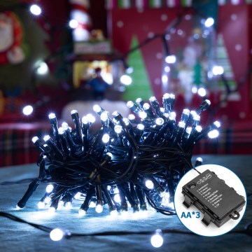 Aigostar - LED Zewnętrzny łańcuch świąteczny 200xLED/8 funkcji/3xAA 10,3m IP44 zimna biel