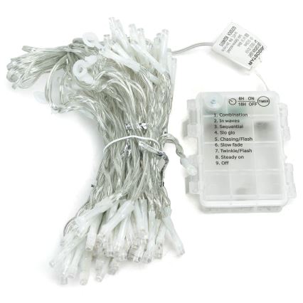 Aigostar - LED Zewnętrzny łańcuch świąteczny 200xLED/8 funkcji 3xAA 5x2m IP44 ciepła biała