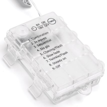 Aigostar - LED Zewnętrzny łańcuch świąteczny 200xLED/8 funkcji 3xAA 5x2m IP44 ciepła biała