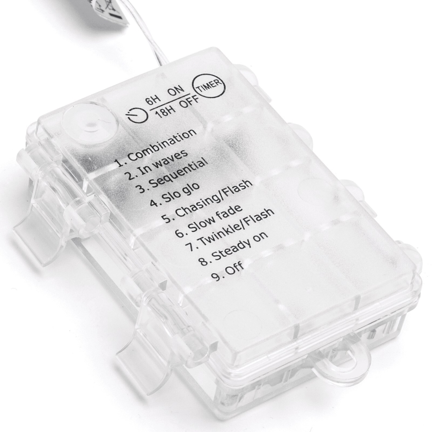 Aigostar - LED Zewnętrzny łańcuch świąteczny 200xLED/8 funkcji 3xAA 5x2m IP44 ciepła biała