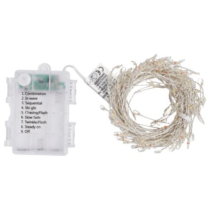 Aigostar - LED Zewnętrzny łańcuch świąteczny 200xLED/8 funkcji 3xAA 6,3m IP44 wielokolorowy