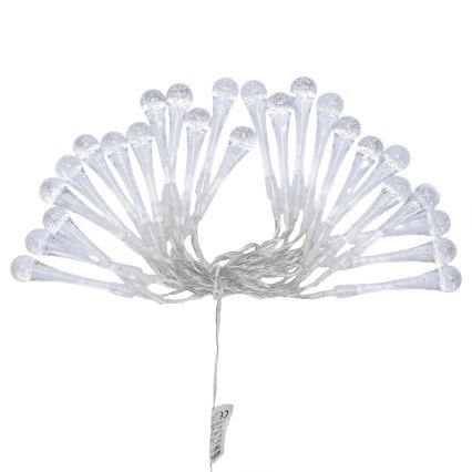 Aigostar - Zewnętrzny łańcuch LED 25 diod/8 funkcji 3xAA 2,5 m IP44 ciepła biel krople