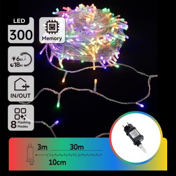 Aigostar - LED zewnętrzny łańcuch świąteczny 300 diod LED/8 funkcji 33 m IP44 wielokolorowy