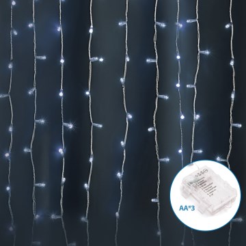 Aigostar - LED zewnętrzny łańcuch świąteczny 300 diod LED/8 funkcji 3xAA 6x2m IP44 zimna biała