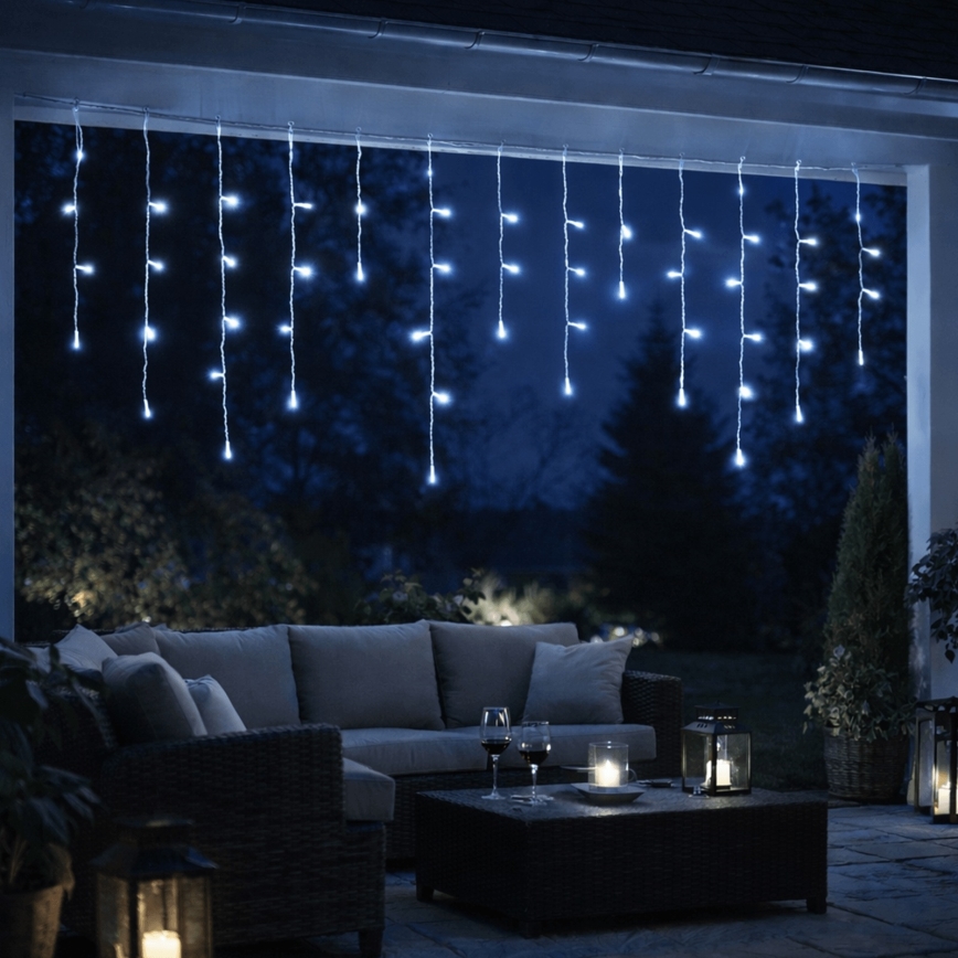 Aigostar - zewnętrzne lampki świąteczne LED 300xLED/8 funkcji 3xAA 18x0,6 m IP44 zimne białe światło